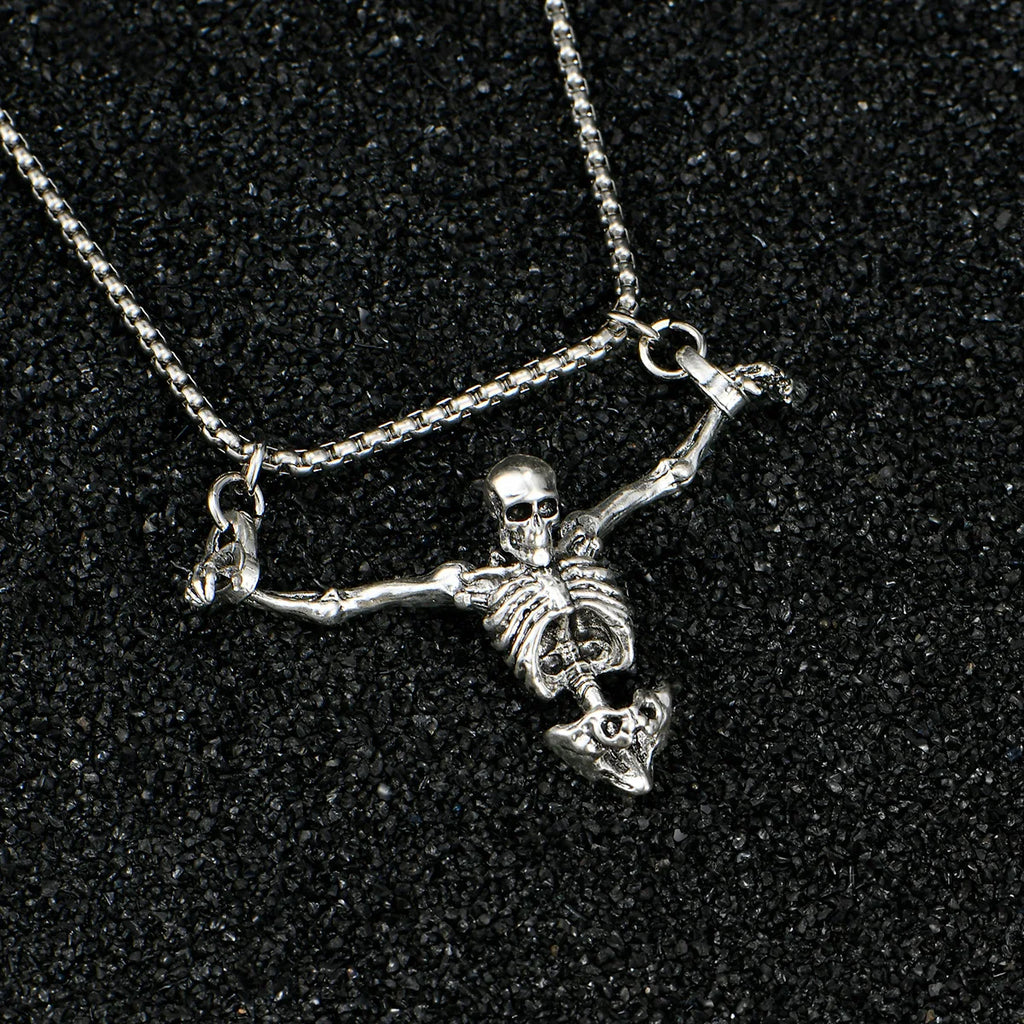 Skull Necklace Punk Gothic Pendant Halloween Jewelry for Men