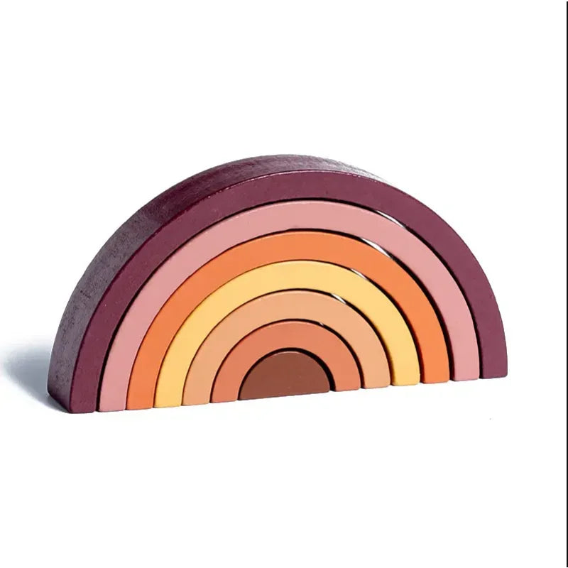Rainbow Wooden Building Blocks Stacking Toy for Kids