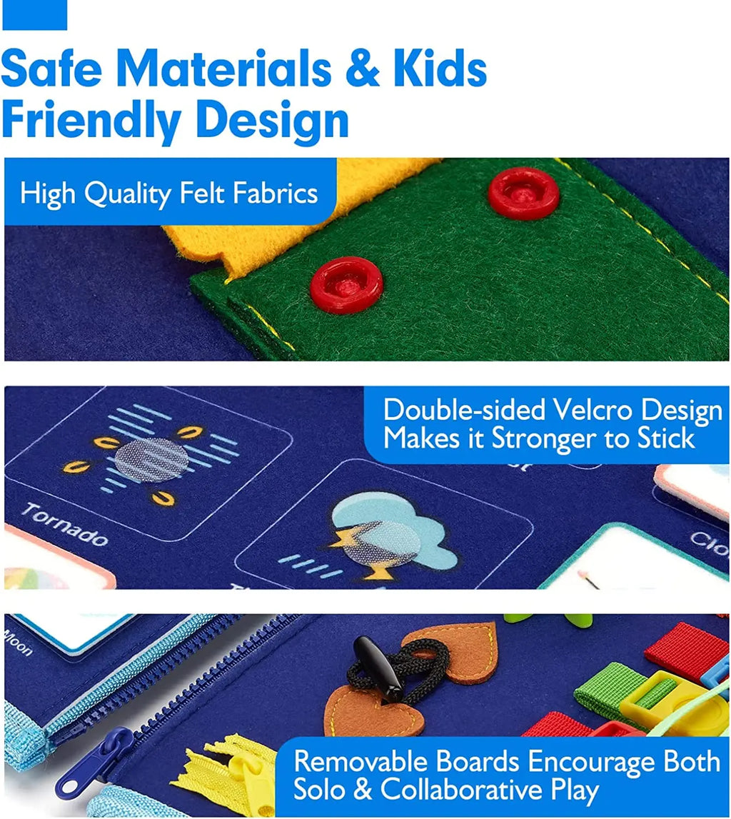 Montessori Busy Board for Toddlers, Sensory Life Skills Learning Toy