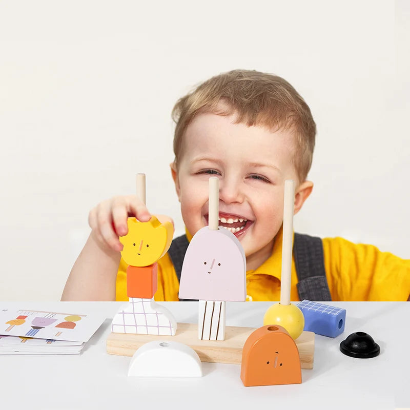 3D Wooden Puzzle Toy – Montessori Shape Matching Bead Blocks Set