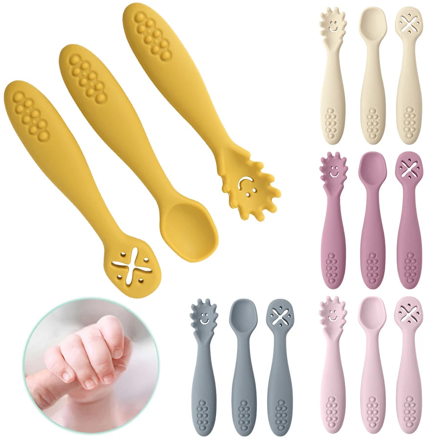 Baby Feeding Spoons – 3PC Silicone Toddler Weaning Utensil Set