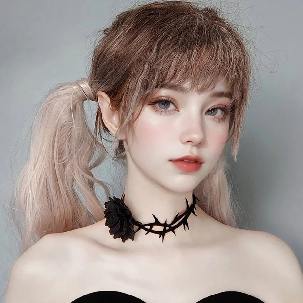 Gothic Rose Choker Lace Thorn Necklace for Halloween Parties