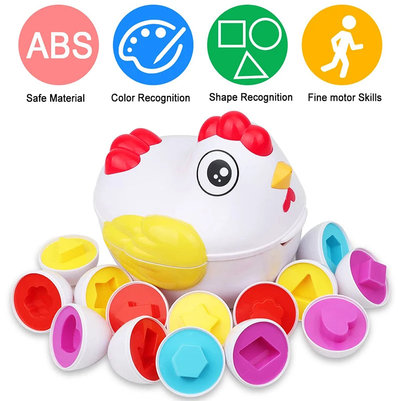Montessori Matching Eggs 12-Piece Color & Shape Sorting Toy