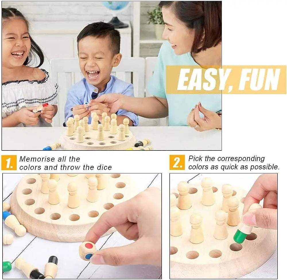 Wooden Memory Matching Game – Montessori Educational Board Puzzle