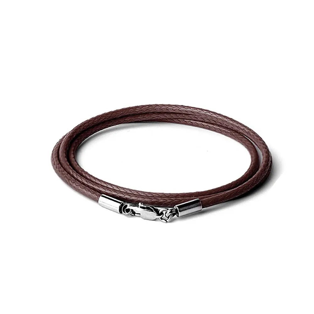 Braided Leather Necklace Cord – Waxed Rope with Clasp