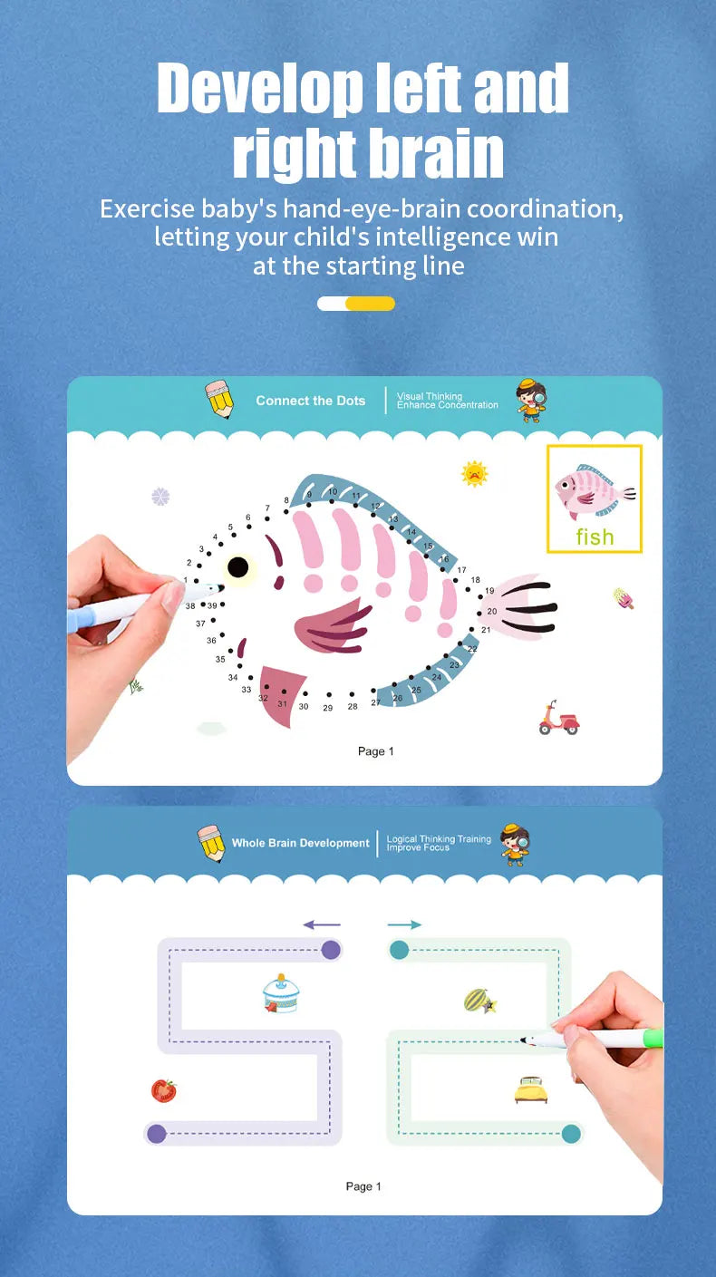 Reusable Tracing Workbook, 34-Page Magic Drawing & Writing Practice Book