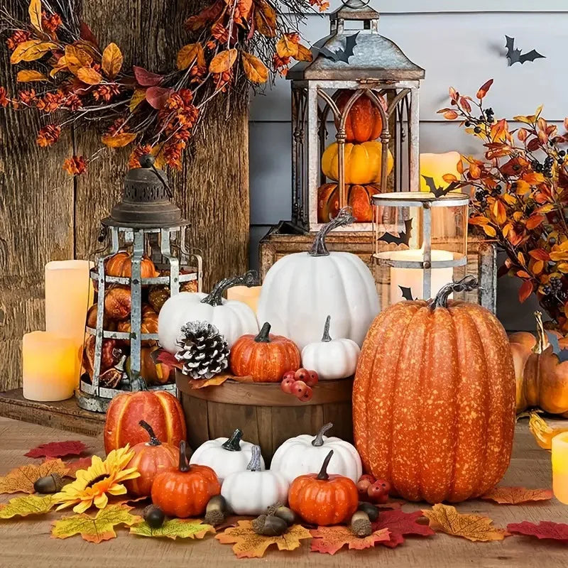 Halloween Pumpkin Decorations, Artificial Pumpkins for Fall Table Decor