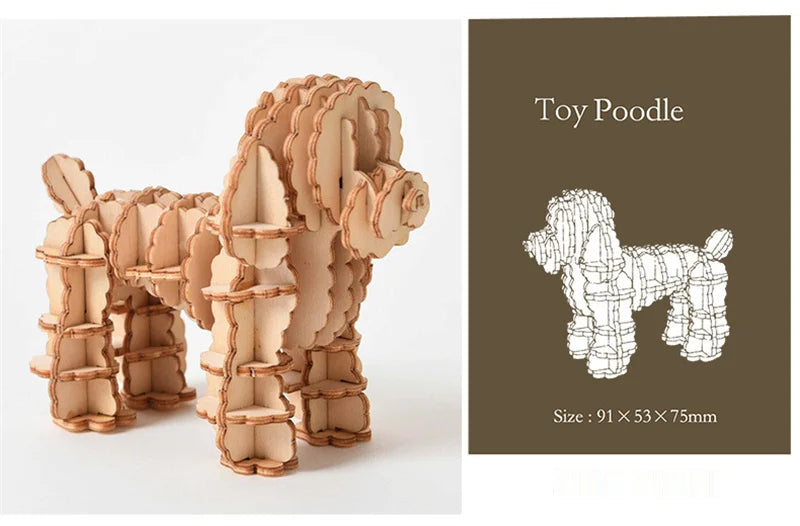 3D Wooden Animal Puzzle – DIY Assembly Model Kit