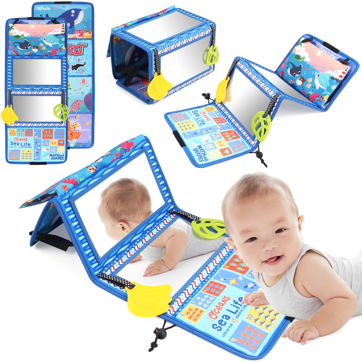 Baby Tummy Time Mirror – Black & White Sensory Toy for 6–24 Months