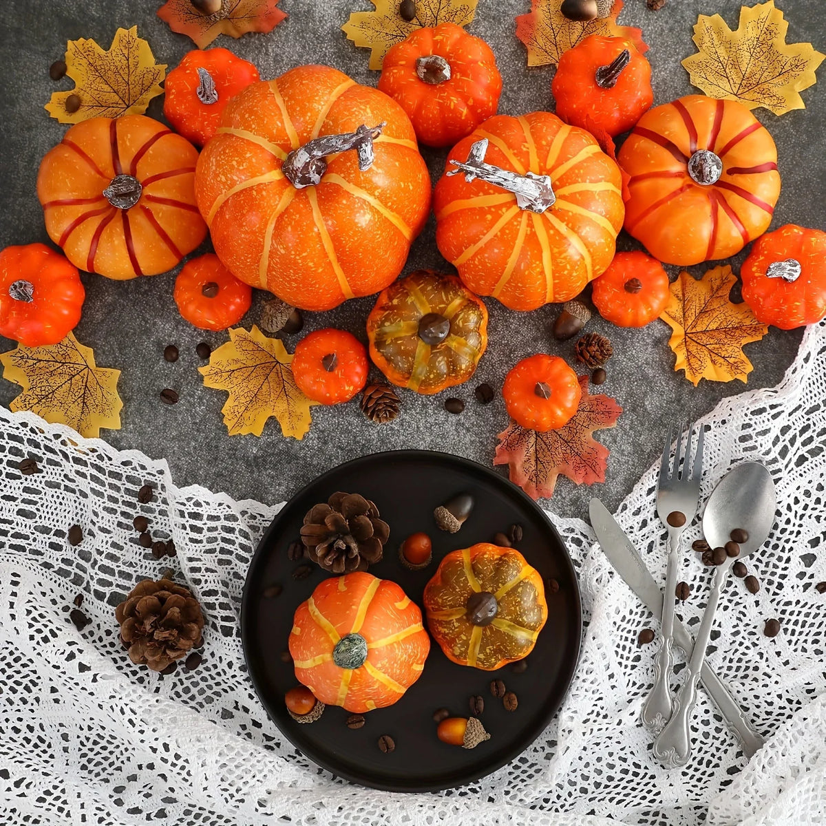 Halloween Pumpkin Decorations, Artificial Pumpkins for Fall Table Decor