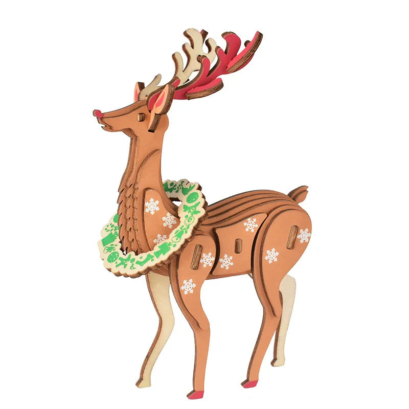 3D Wooden Animal Puzzle – DIY Assembly Model Kit