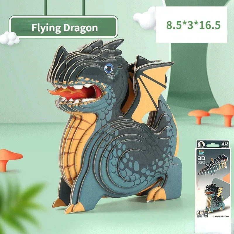 3D Dinosaur Puzzle Paper Animal Model Educational Toy