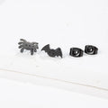 Spider Web Stud Earrings Black Gothic Stainless Steel