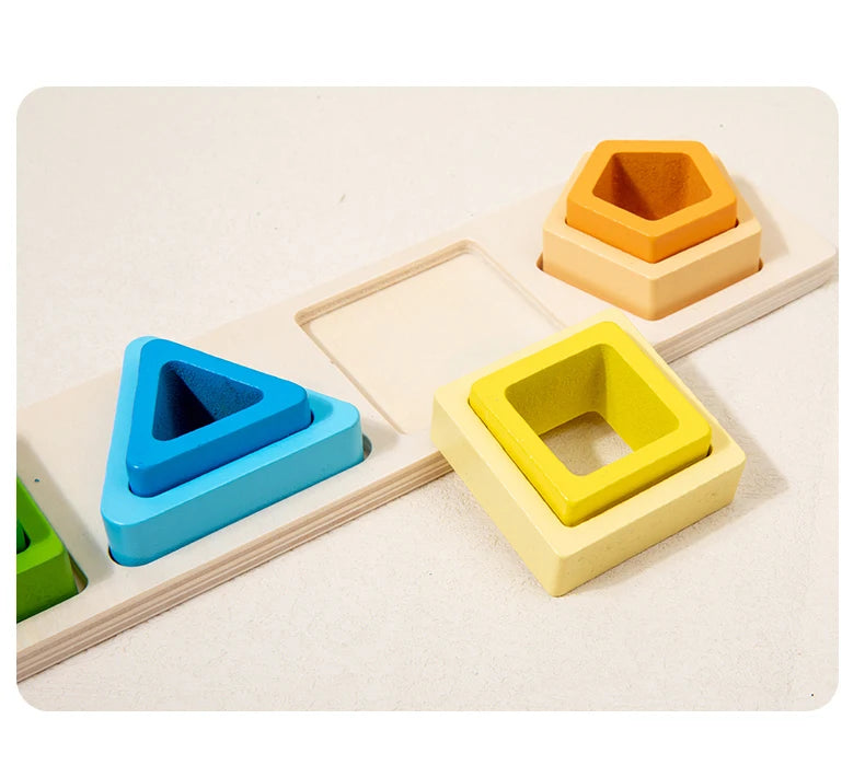 Wooden Sorting and Stacking Toy, Montessori Color & Shape Learning