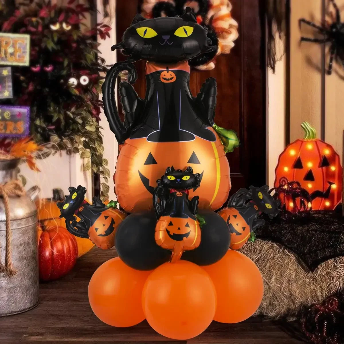 12/13pcs Happy Halloween Balloon Set With Black kids-game-jumpsuit-costume-red-greenOrange Latex Globos Ghost Bat Pumpkin for Haunted House Room Halloween Eve Decor