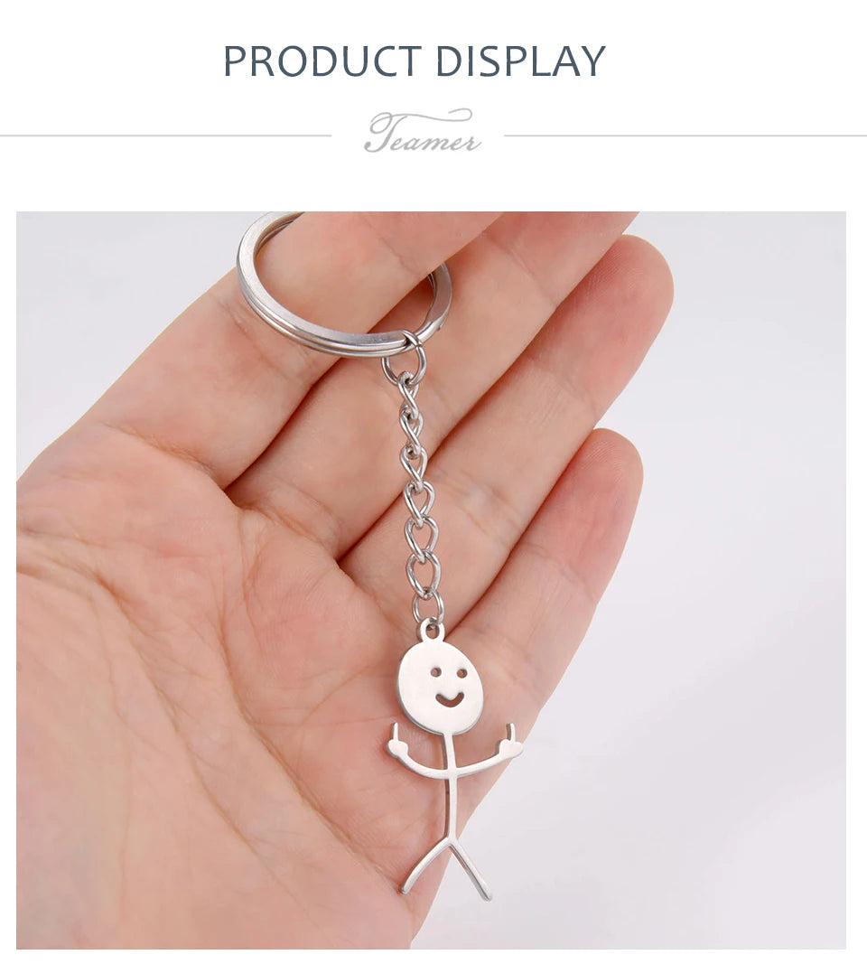 Middle Finger Keychain Stainless Steel