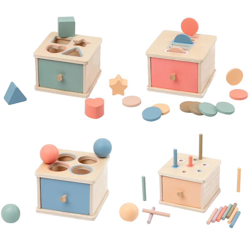 Wooden Shape Sorting Toy – Montessori Color Matching Activity Box