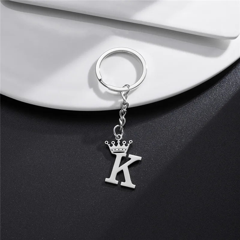 Initial Letter Keychain – Stainless Steel Alphabet Key Ring