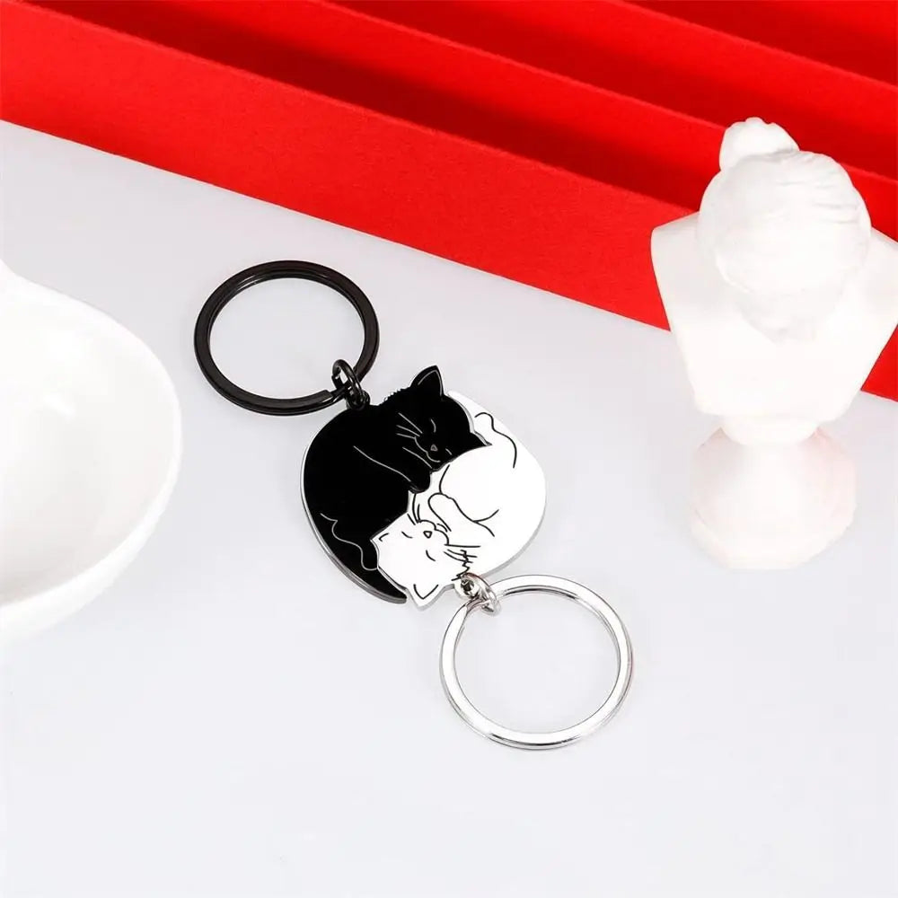 Matching Cat Keychains, 2-Piece Cat Key Ring Set for Couples