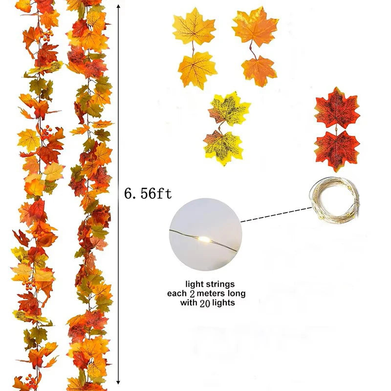 Artificial Maple Leaf Wreath – 200CM Autumn Hanging Decor