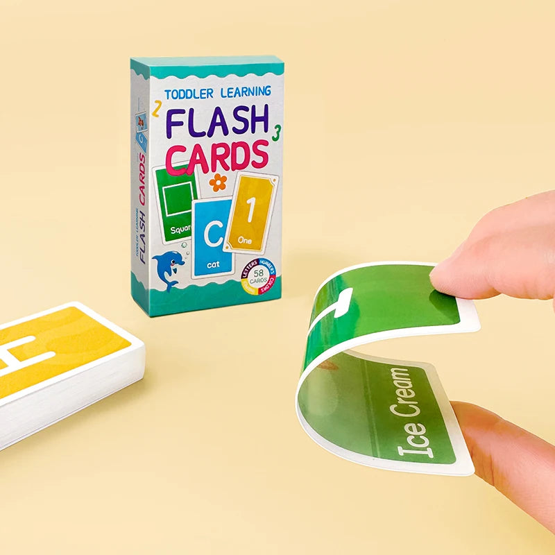 Montessori Flash Cards – 58-Piece Alphabet, Number & Shape Learning Set