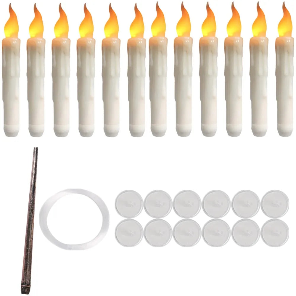 LED Floating Candles with Magic Wand for Halloween Decor