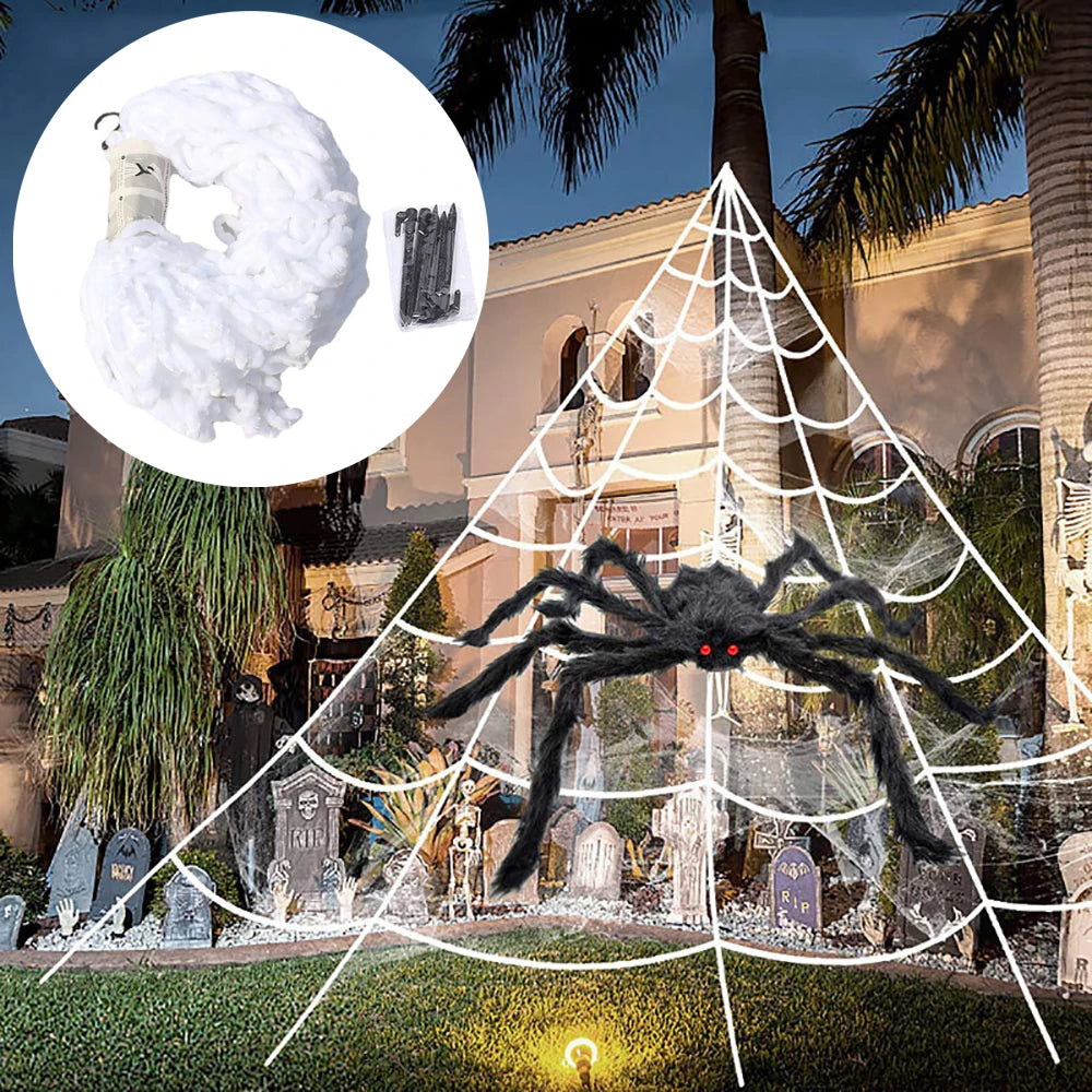 Halloween Spider Web – 5m Large Web Decoration for Haunted Houses