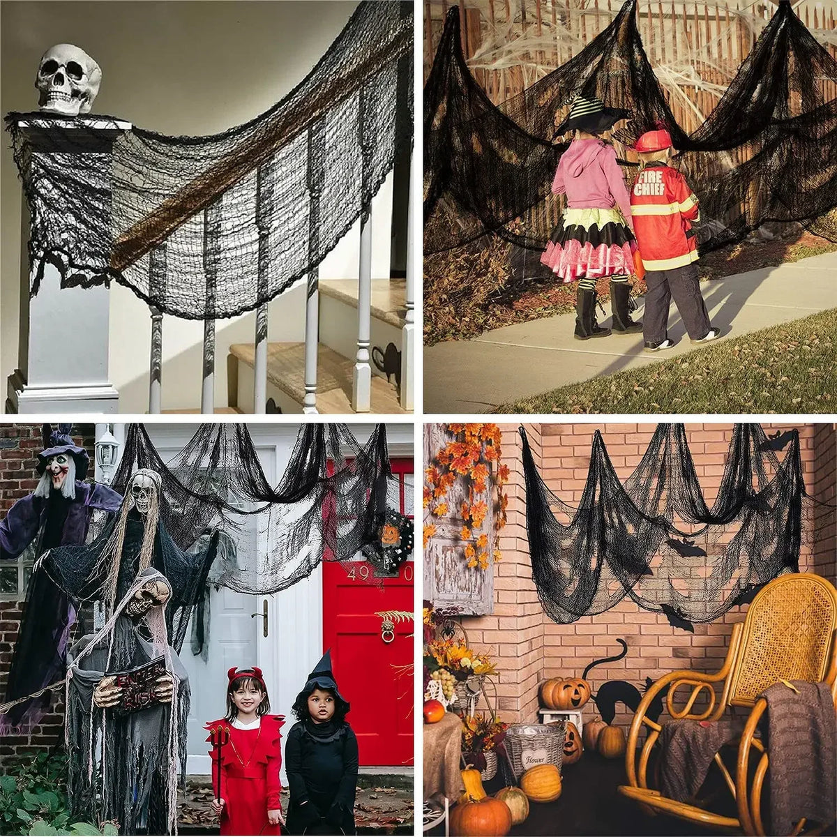Halloween Creepy Cloth Black Gauze 76cm x 183cm Spooky Decor