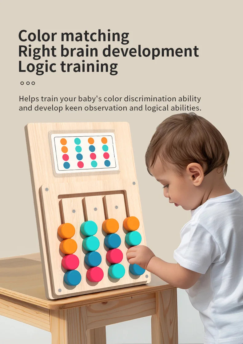 Wooden Color Sorting Game Montessori Shape Matching Toy for Kids