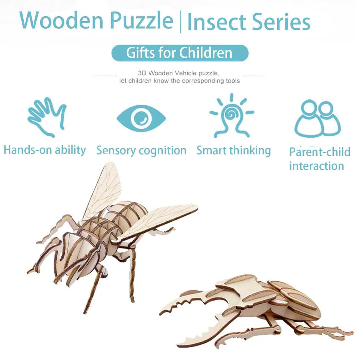 3D Wooden Animal Puzzle – DIY Assembly Model Kit