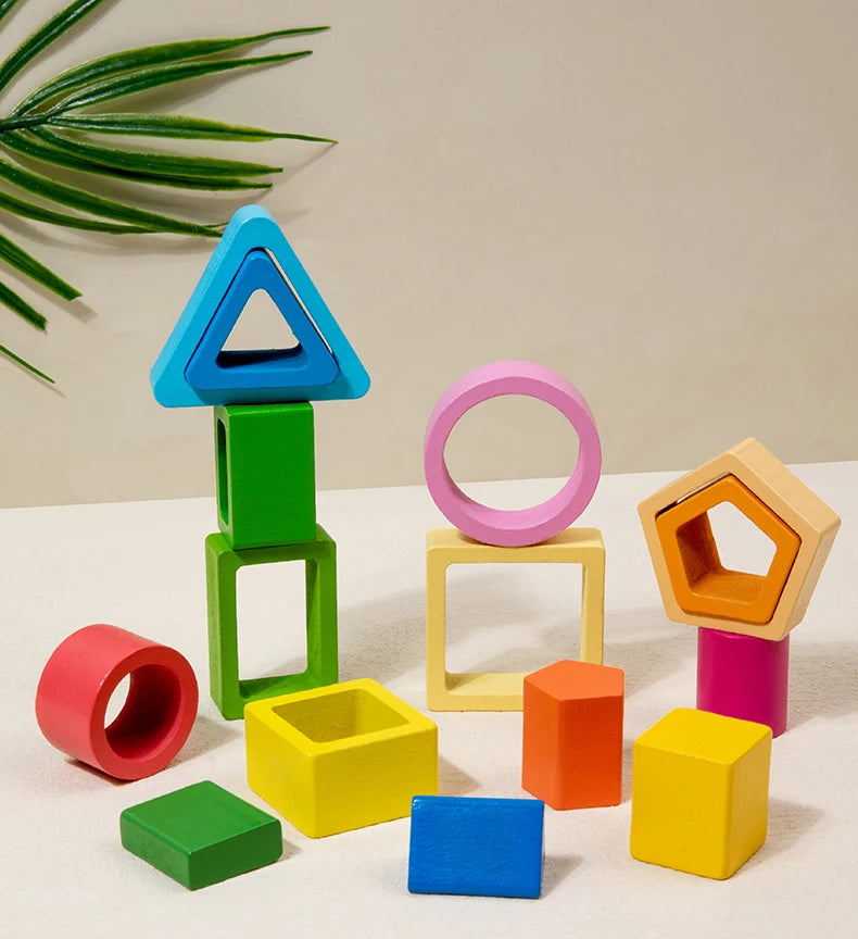 Montessori Sorting Toy – Wooden Shape & Color Stacking Game for Kids
