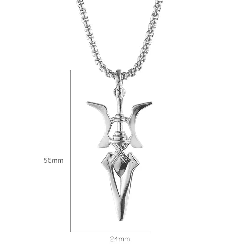 Cosplay Pendant Necklace Halberd Design Anime Halloween Jewelry