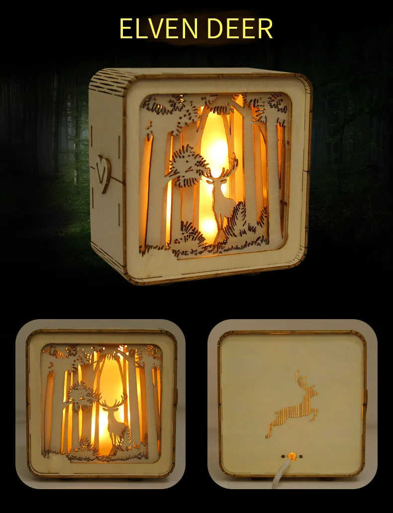 3D Wooden Castle Puzzle – Model Kit with Night Light