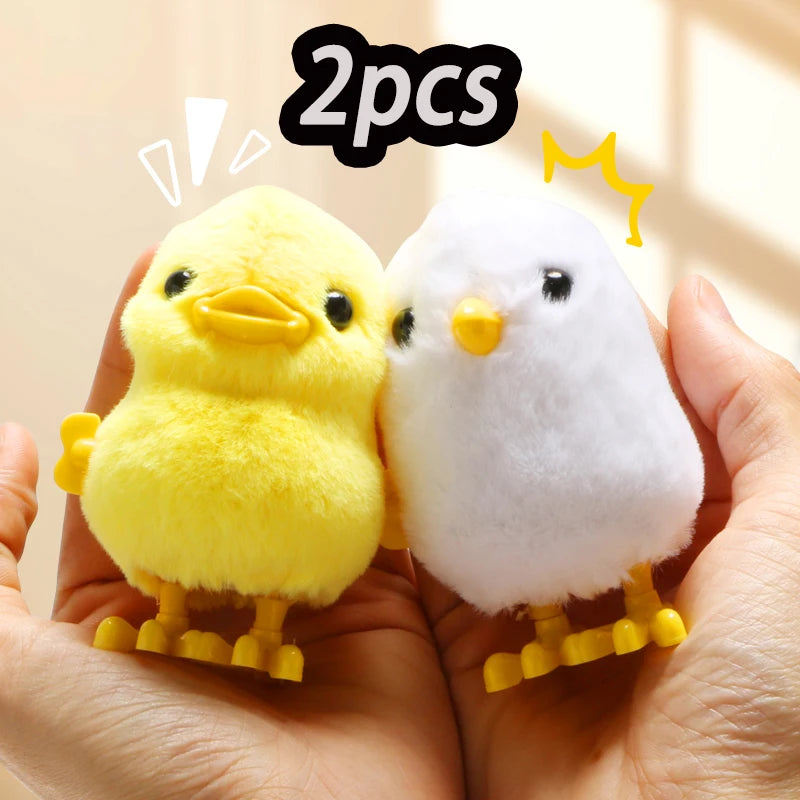 1/2Pcs Wind-Up Jumping Chicken and Duck Toys, Simulated Plush Chicken and Duck Walking Simulation, Halloween and Christmas Gifts