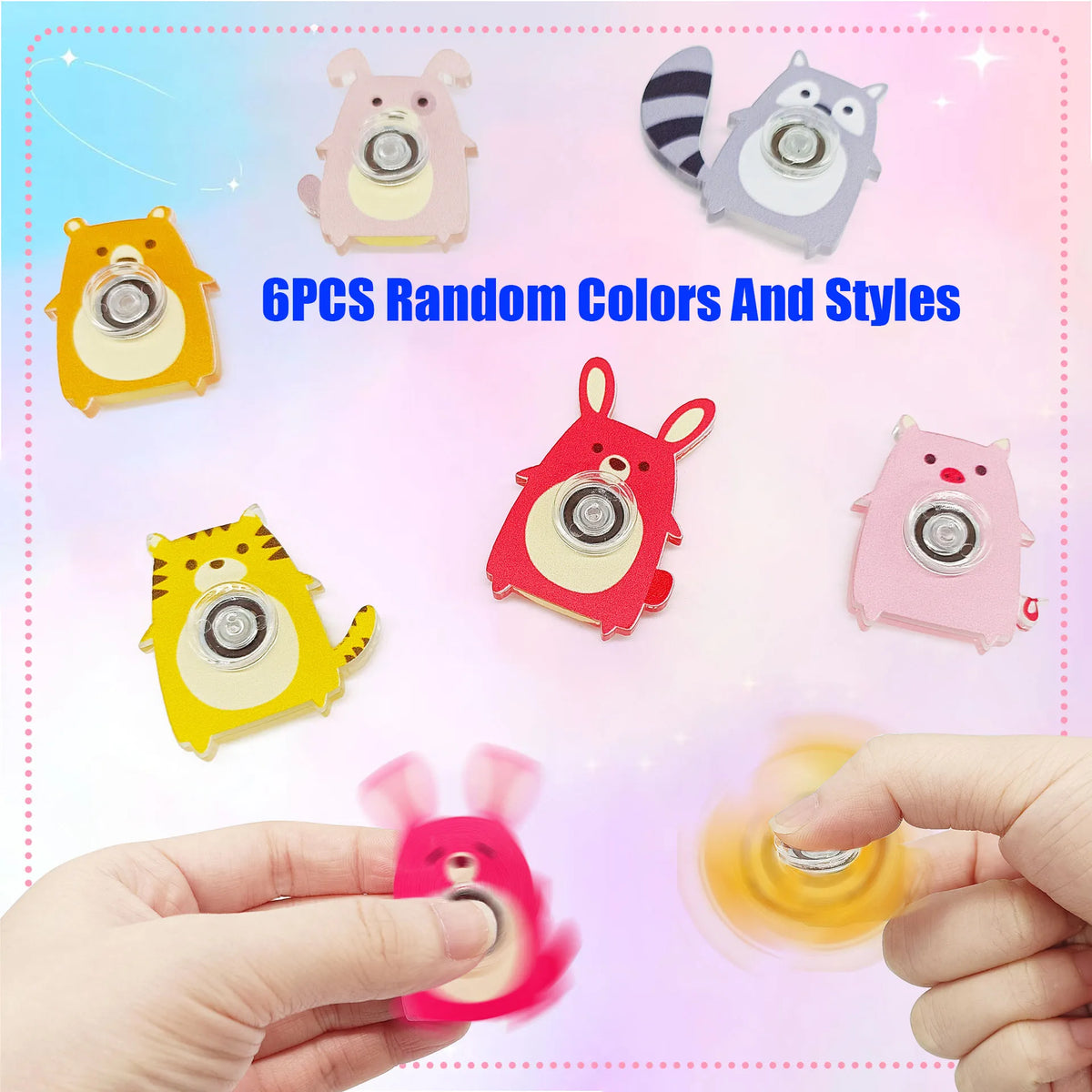 6PCS Fingertip Gyro Toy – Animal Fidget Spinners