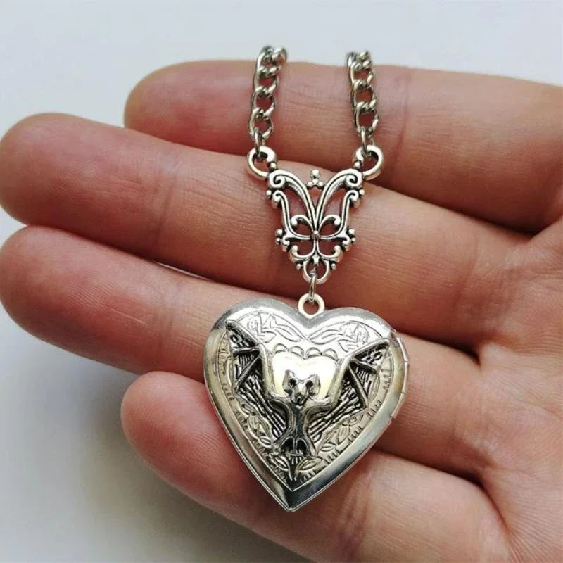 Stainless Steel Heart Necklace Silver Punk Pendant for Men & Women