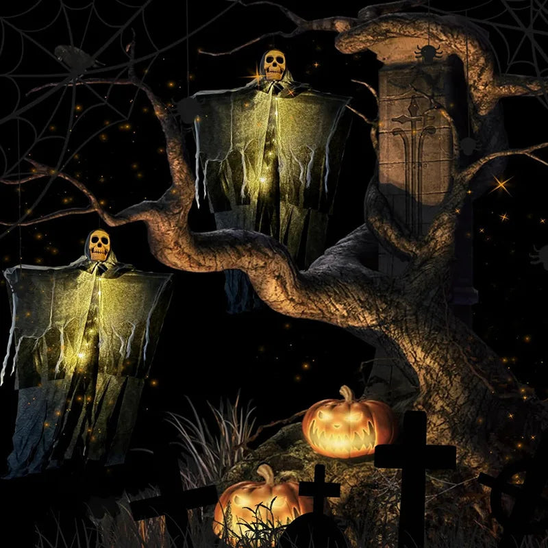 Glowing Halloween Skull Decoration Hanging Ghost for Outdoor Party