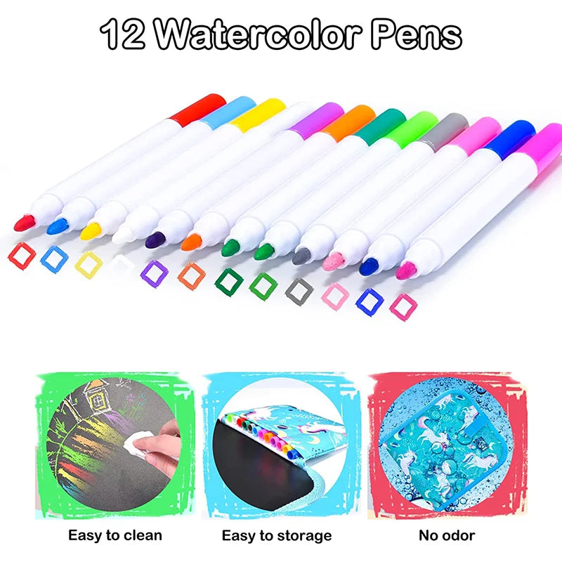 Reusable Drawing Book for Kids – Erasable Doodle Pad with Drawing Pens