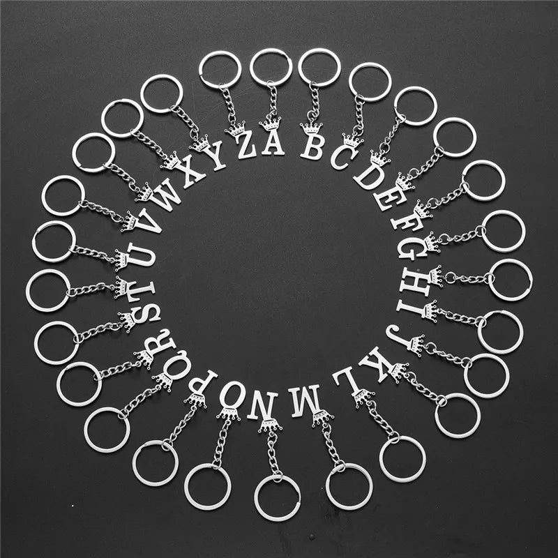 Initial Letter Keychain – Stainless Steel Alphabet Key Ring