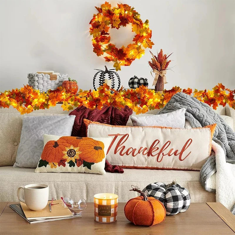 Artificial Maple Leaf Wreath – 200CM Autumn Hanging Decor