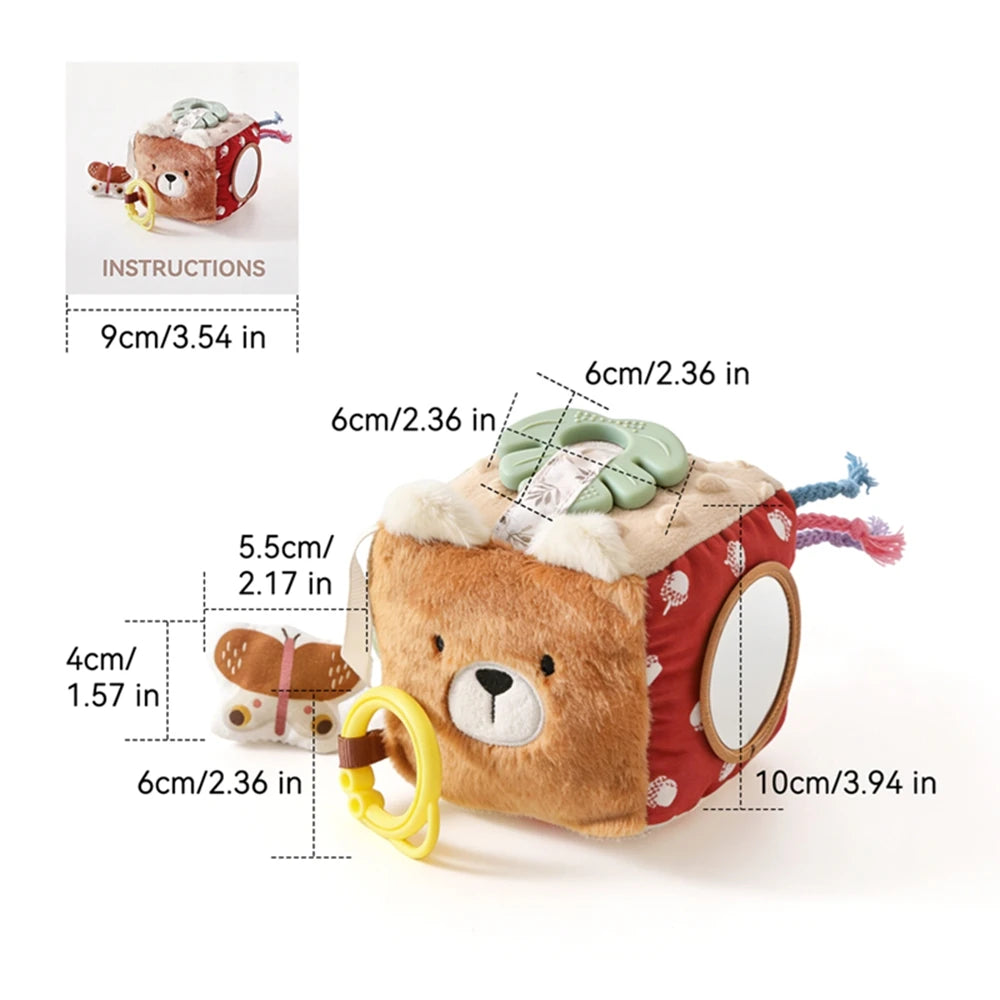 Montessori Tissue Box Toy – Baby Sensory Cloth Busy Cube