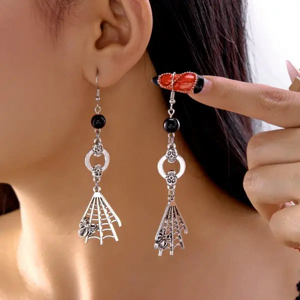 Vampire Bat Earrings Gothic Red Crystal Drop Halloween Jewelry