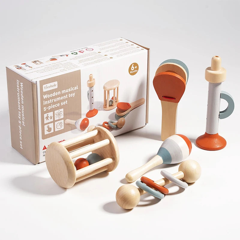 Baby Musical Instrument Set – 5-Piece Wooden Toddler Learning Toys