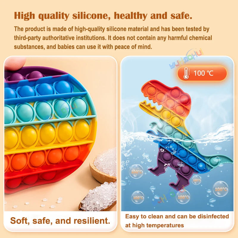 Pop It Fidget Toy – Rainbow Bubble Pop Sensory Stress Relief Toy