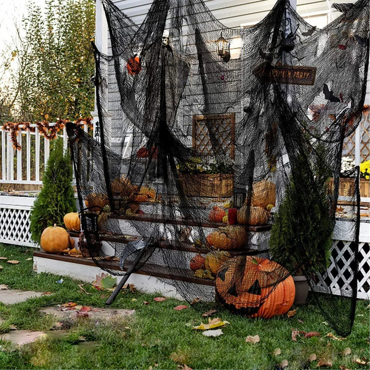 Halloween Creepy Cloth Black Gauze 76cm x 183cm Spooky Decor