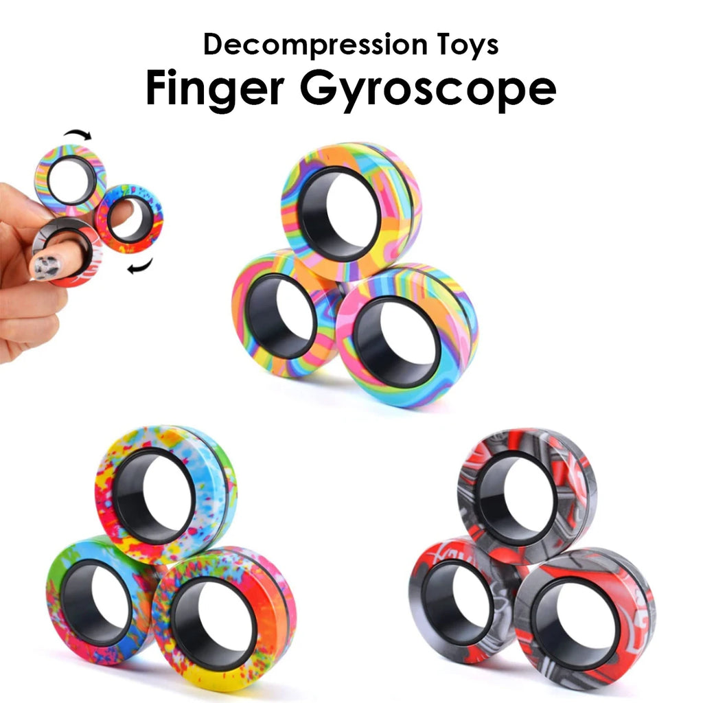 3PCS Magnetic Fidget Rings – Spinner Sensory Toy Set