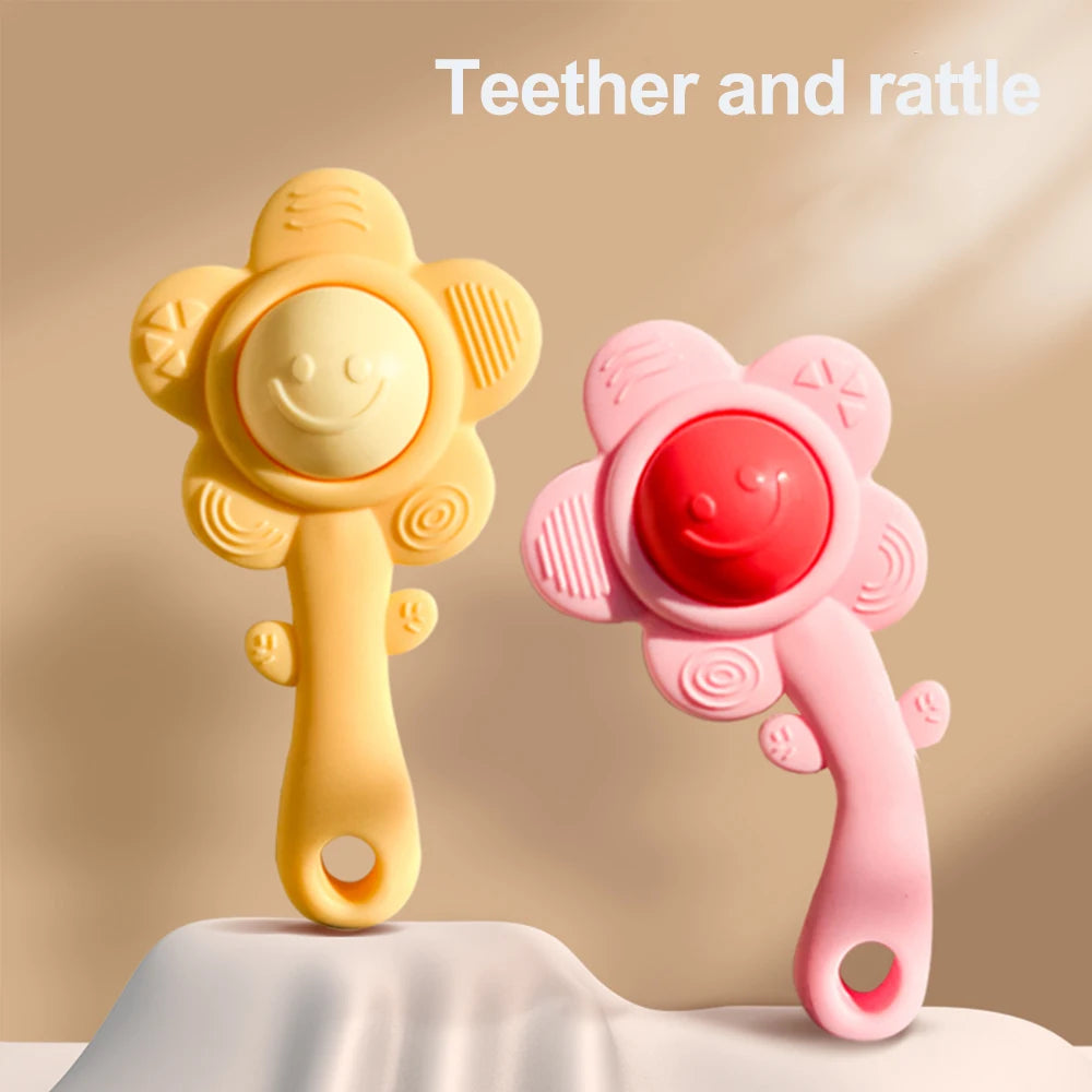 Baby Teething Rattle – 3-in-1 Silicone Sensory Toy