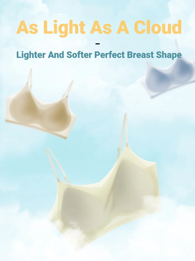 CHUANGERM Ultra‑Thin Breathable Ice Silk Bra Lingerie Women's Seamless Back Halter Vest Top Bra Wraps Small Breasts Top