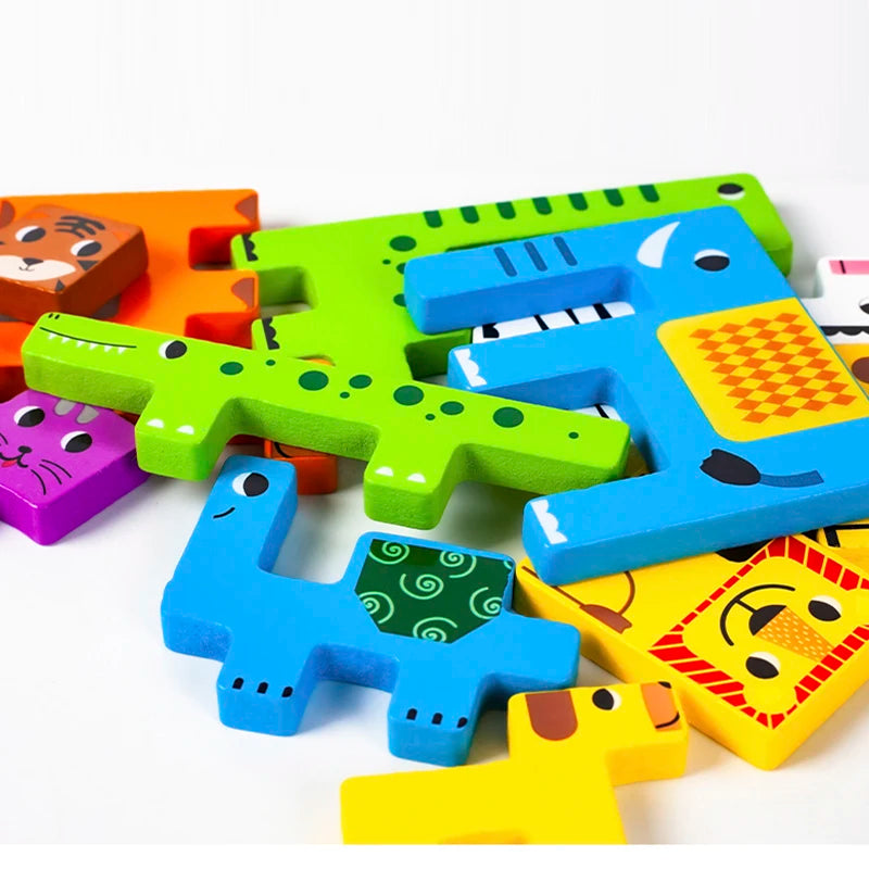 Wooden Animal Puzzle – Montessori Logic & Matching Toy for Kids