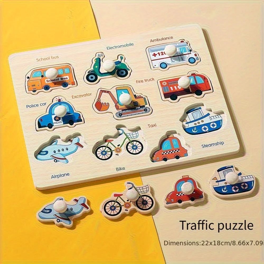 Montessori Shape Puzzle, Wooden Geometry Shape Matching Board